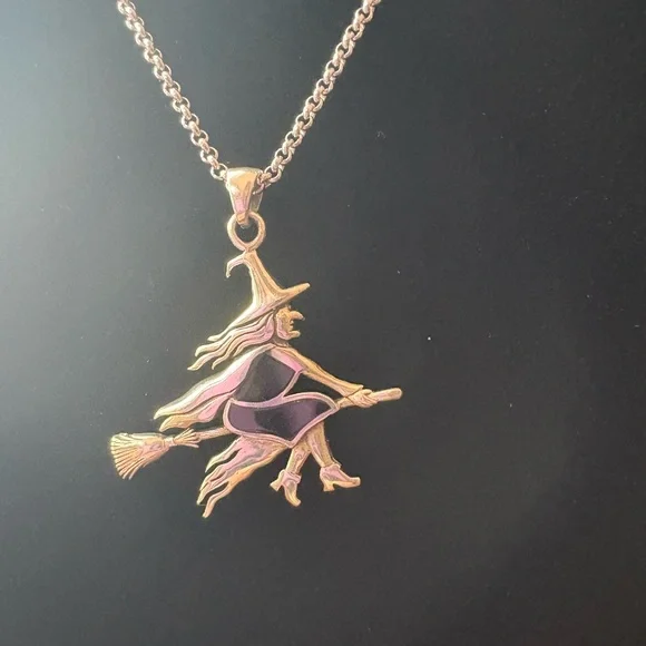 Witch On A Broomstick Pendant - Picture 2 of 6